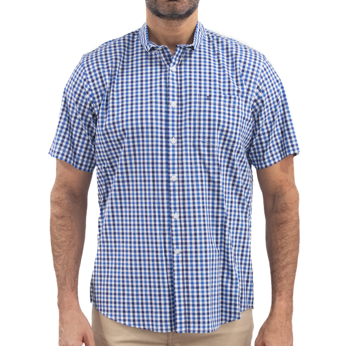 Camisa de Cuadros Azul con Manga Corta 100% Algodón 2315512