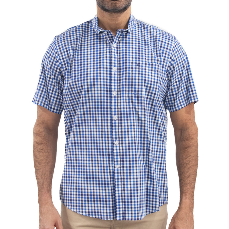 Camisa de Cuadros Azul con Manga Corta 100% Algodón 2315512