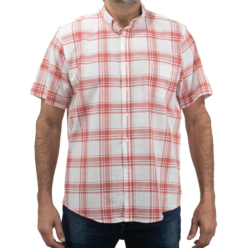 Camisa de Cuadros Naranja con Manga Corta 100% Algodón 2405044