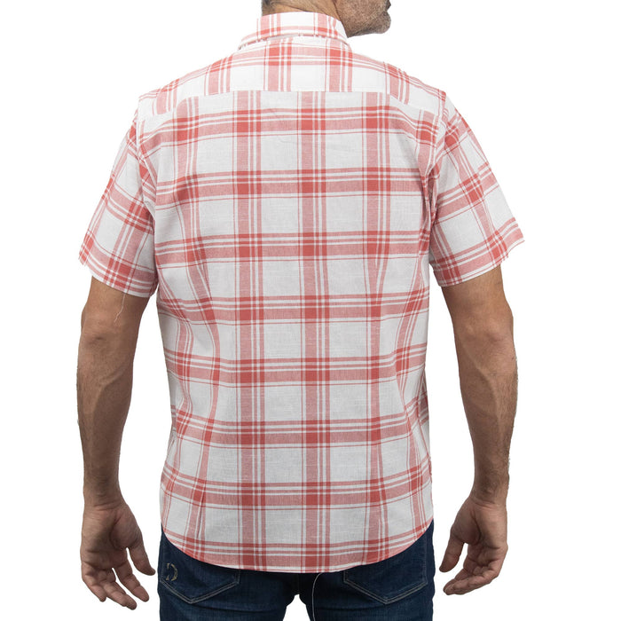 Camisa de Cuadros Naranja con Manga Corta 100% Algodón 2405044