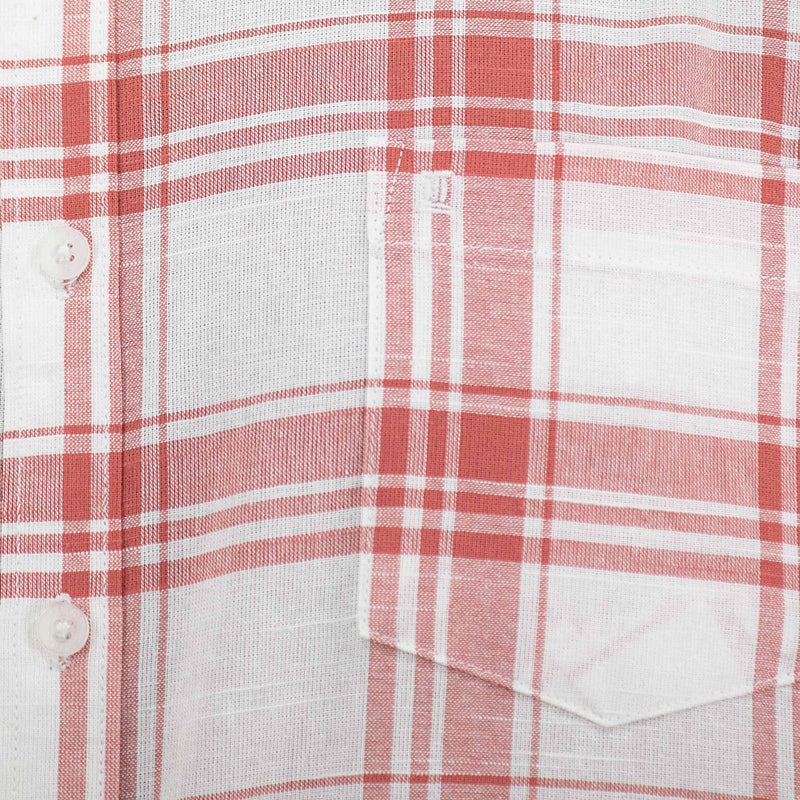 Camisa de Cuadros Naranja con Manga Corta 100% Algodón 2405044