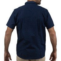 Camisa Azul con Estampado de Manga Corta 100% Algodón 2406009