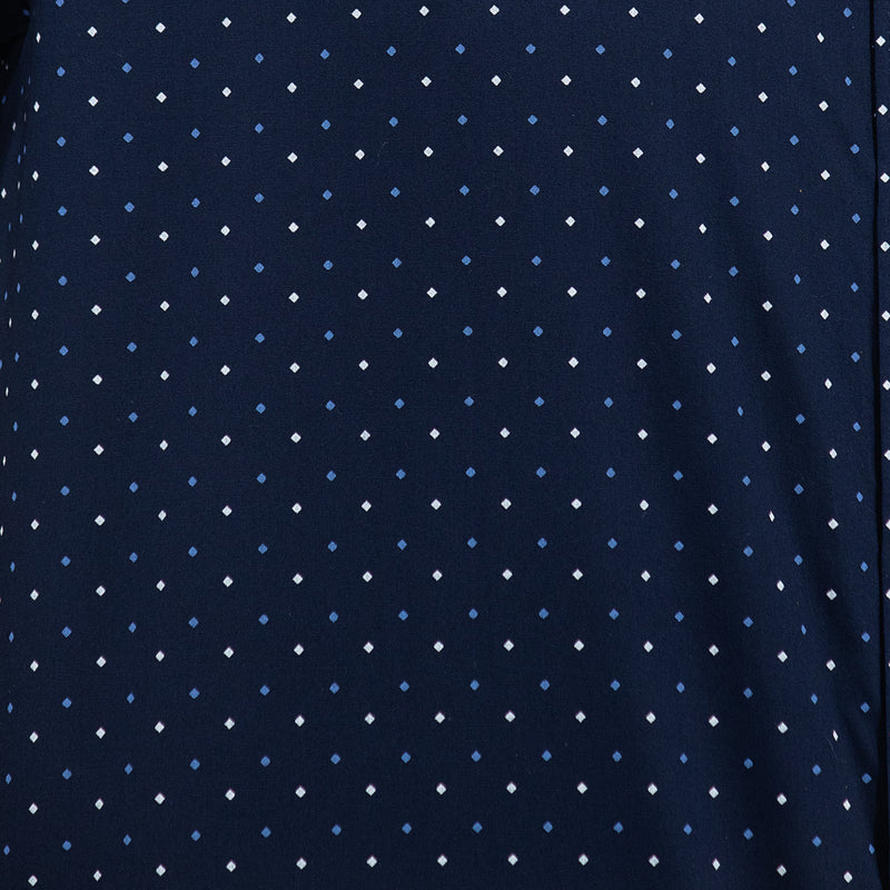 Camisa Azul con Estampado de Manga Corta 100% Algodón 2406009