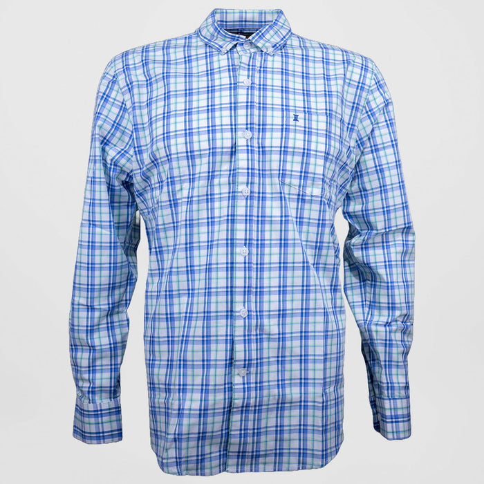 Camisa de Vestir para Caballero Manga Larga Cuadros Azul | Marca Dioro para Hombre