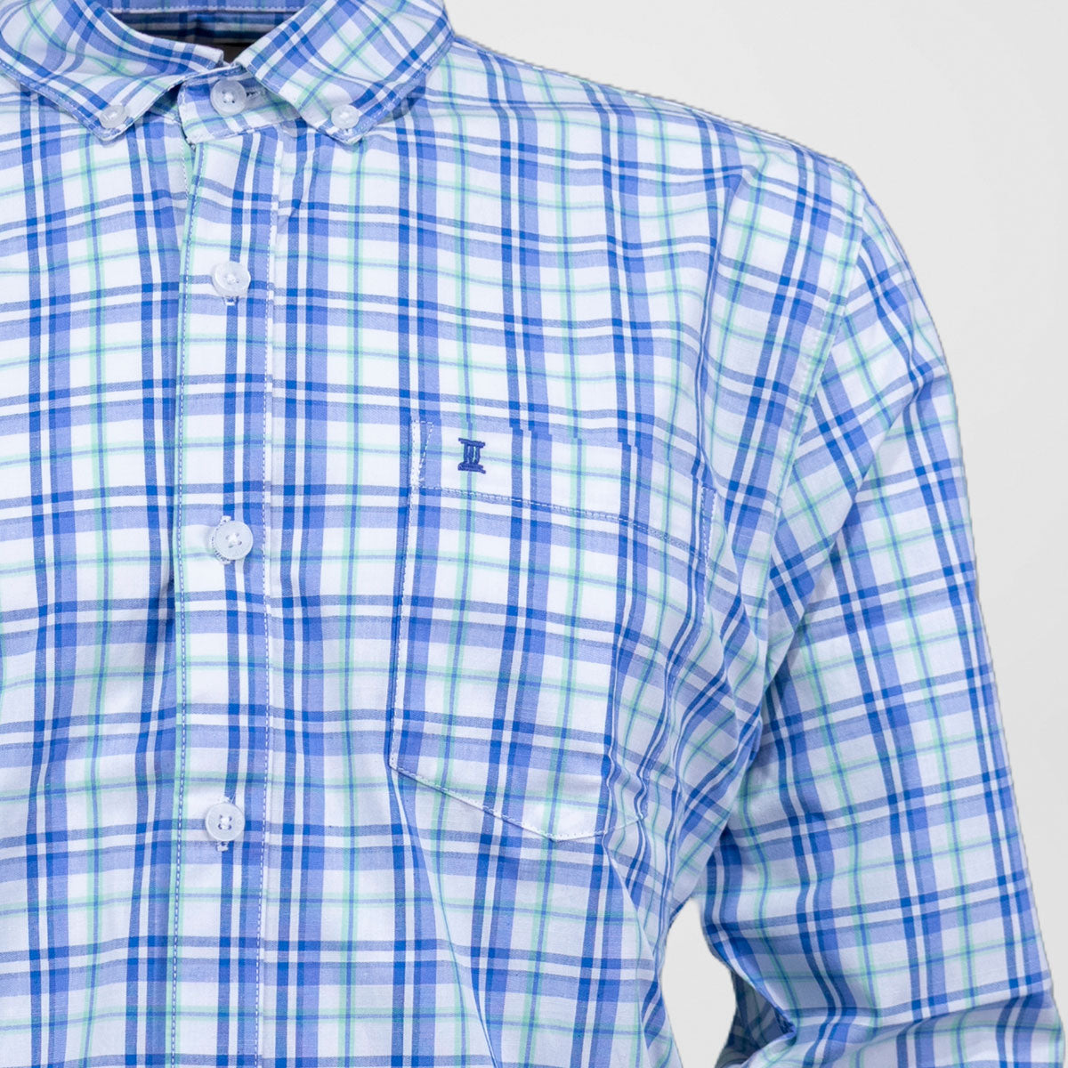 Camisa de Vestir para Caballero Manga Larga Cuadros Azul | Marca Dioro para Hombre
