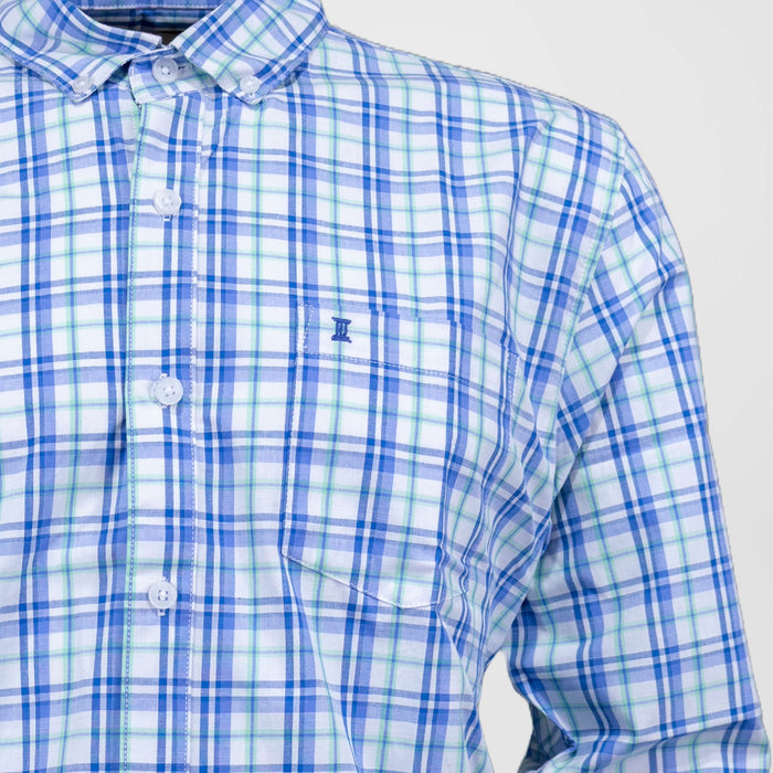 Camisa de Vestir para Caballero Manga Larga Cuadros Azul | Marca Dioro para Hombre