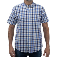 Camisa de Cuadros Azul con Manga Corta 100% Algodón 2406074