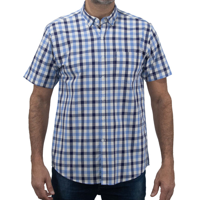 Camisa de Cuadros Azul con Manga Corta 100% Algodón 2406074