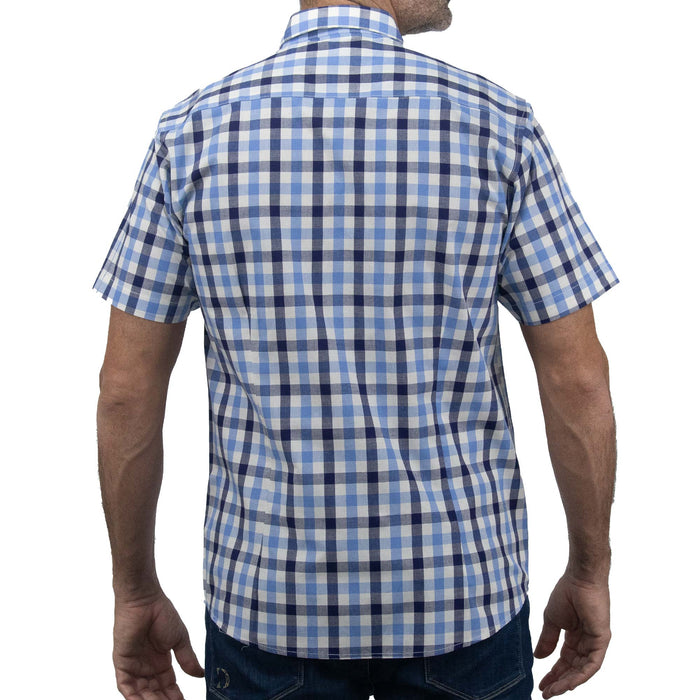 Camisa de Cuadros Azul con Manga Corta 100% Algodón 2406074