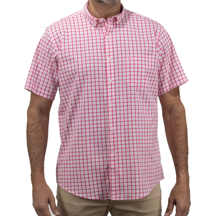 Camisa de Manga Corta Cuadros Rosa 100% Algodón 2407021