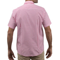 Camisa de Manga Corta Cuadros Rosa 100% Algodón 2407021