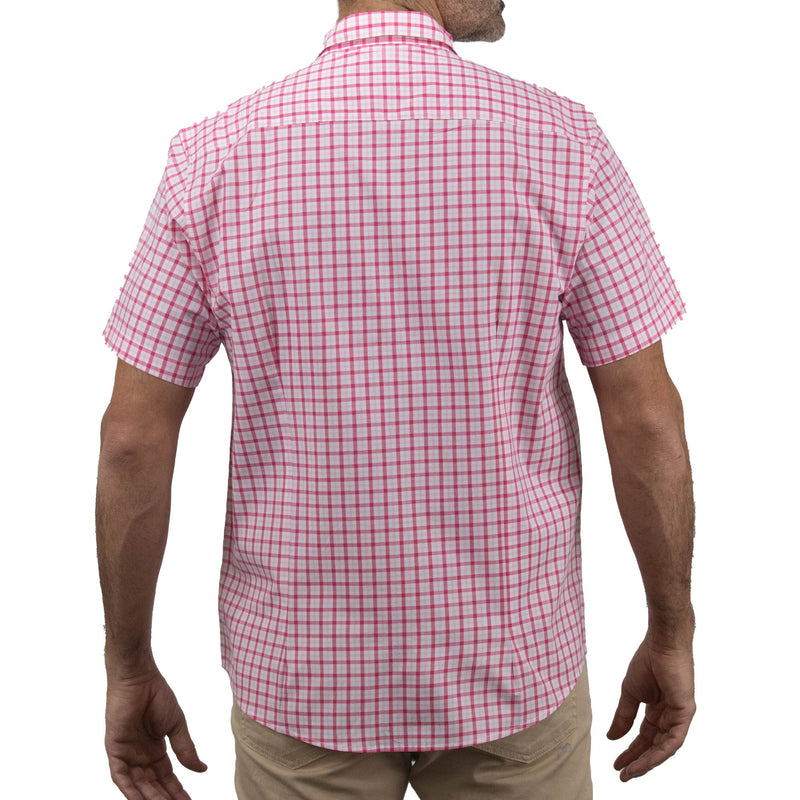 Camisa de Manga Corta Cuadros Rosa 100% Algodón 2407021