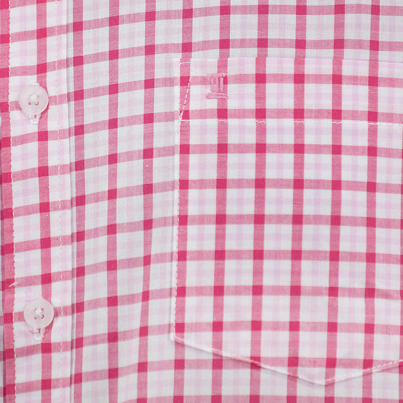 Camisa de Manga Corta Cuadros Rosa 100% Algodón 2407021