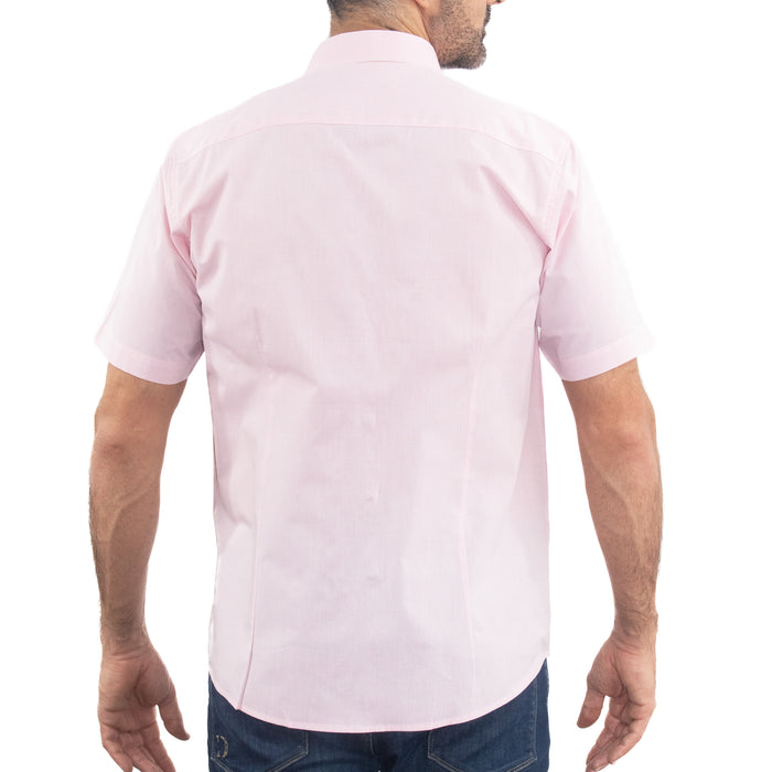 Camisa Rosa Lisa con Manga Corta 100% Algodón 2407024