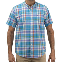 Camisa de Manga Corta Cuadros Azul 100% Algodón 2408037
