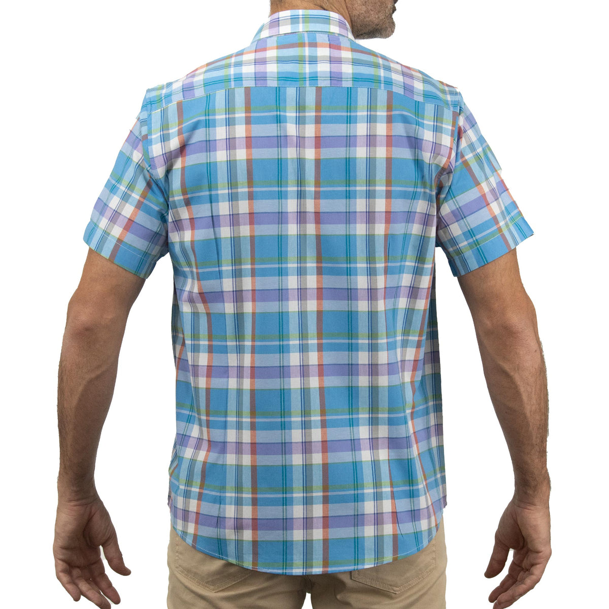 Camisa de Manga Corta Cuadros Azul 100% Algodón 2408037