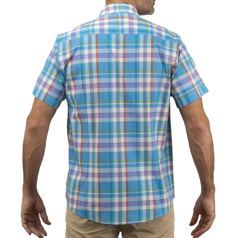 Camisa de Manga Corta Cuadros Azul 100% Algodón 2408037