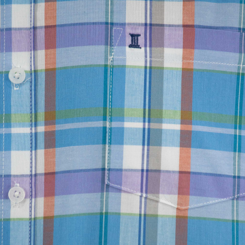 Camisa de Manga Corta Cuadros Azul 100% Algodón 2408037
