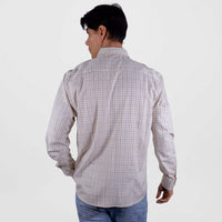 Camisa de Manga Larga para Caballero Estilo Cuadros Beige | Marca Dioro para Hombre