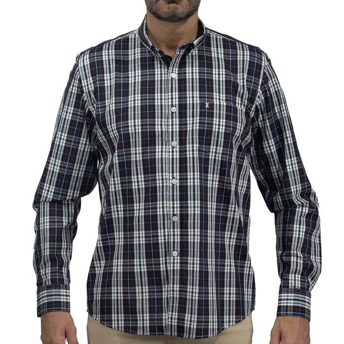 Camisa de Bambú de Cuadros Negra Manga Larga 2408042