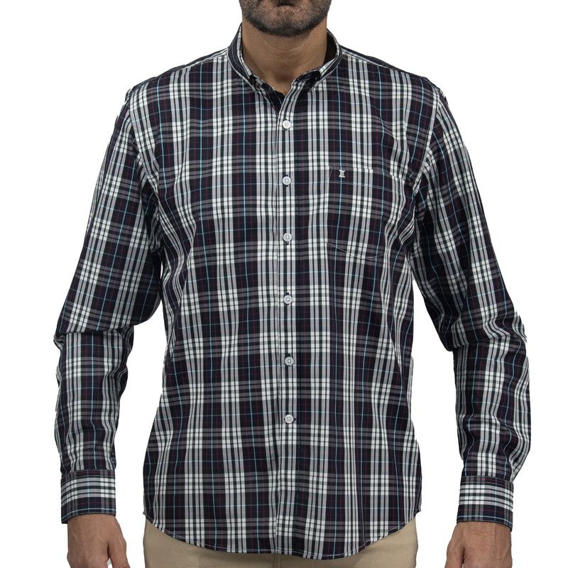 Camisa de Bambú de Cuadros Negra Manga Larga 2408042