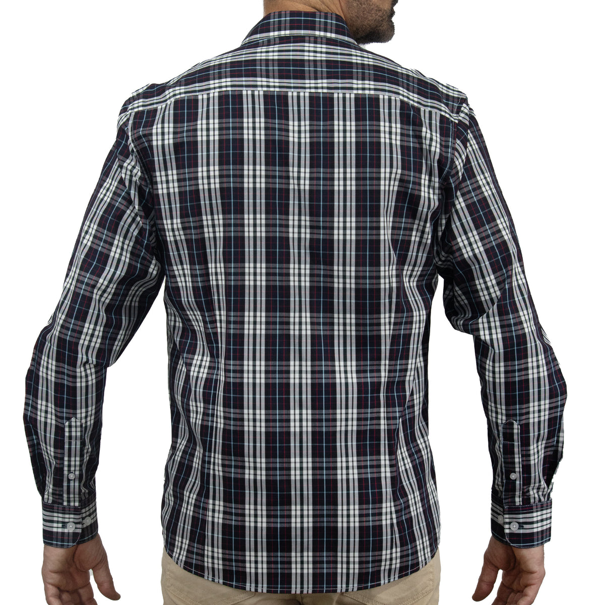 Camisa de Bambú de Cuadros Negra Manga Larga 2408042