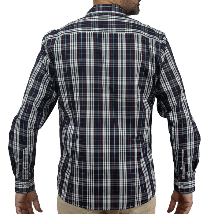 Camisa de Bambú de Cuadros Negra Manga Larga 2408042