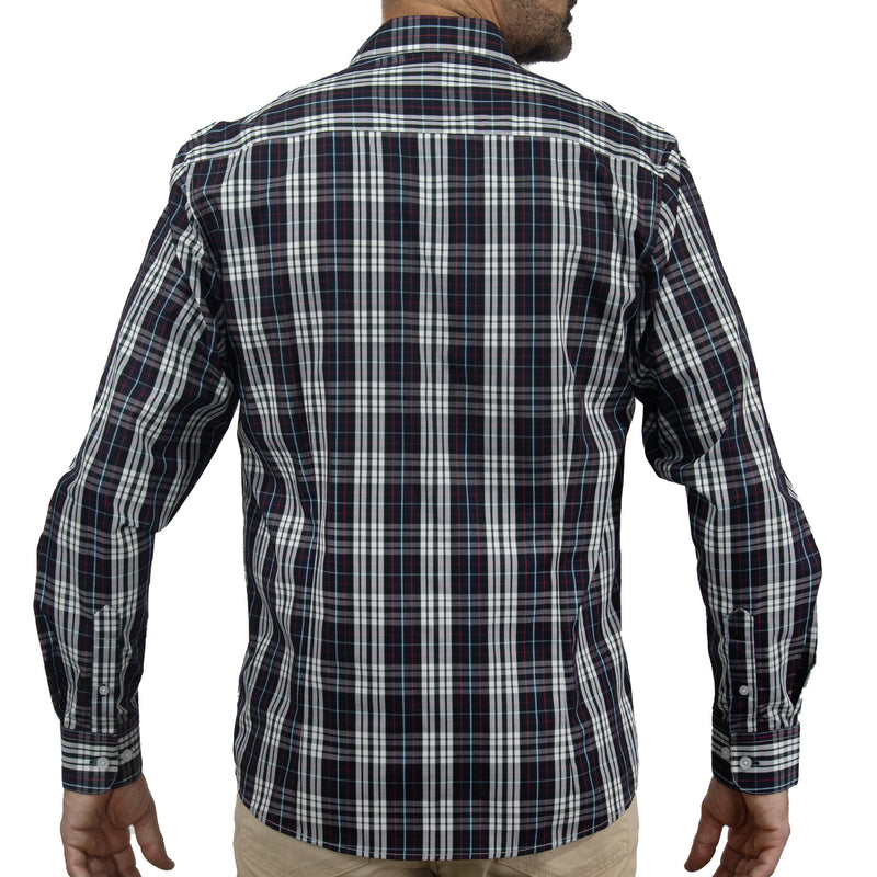 Camisa de Bambú de Cuadros Negra Manga Larga 2408042