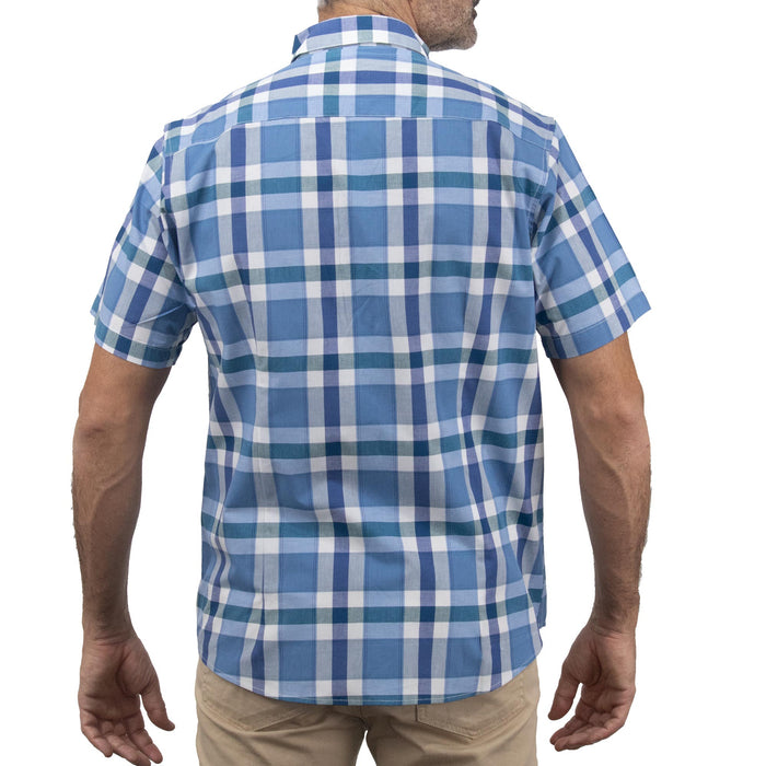 Camisa de Cuadros Azul con Manga Corta 100% Algodón 2408046