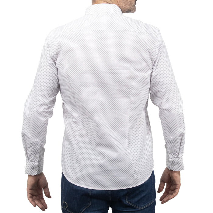 Camisa de Manga Larga Blanca con Estampado 2408068