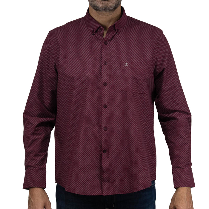 Camisa de Manga Larga Vino con Estampado 2408071