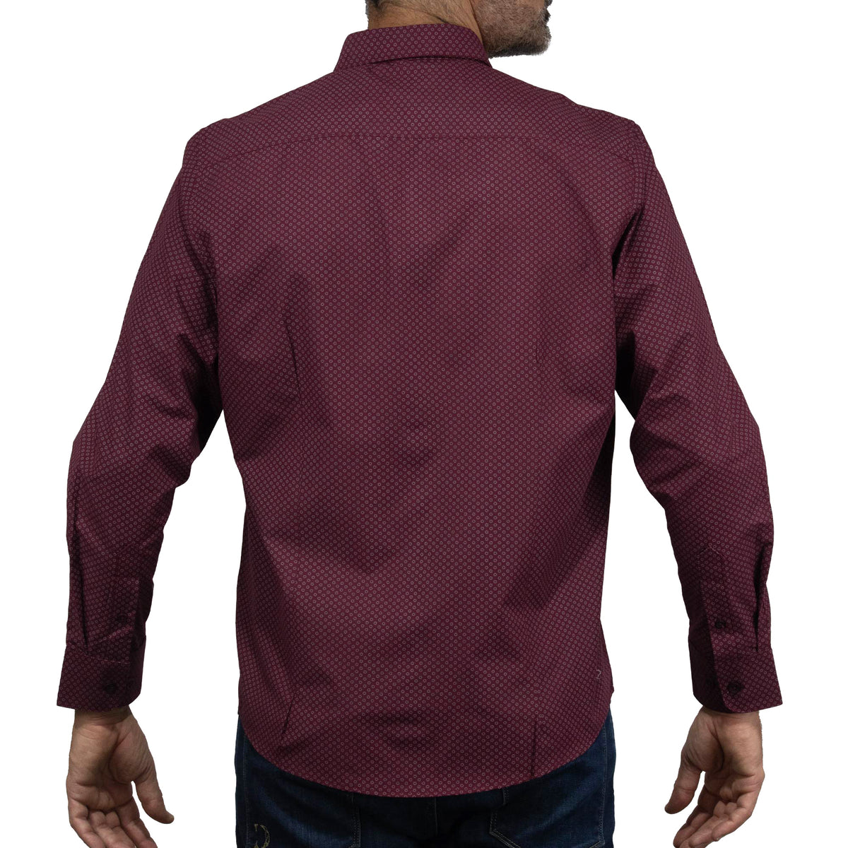 Camisa de Manga Larga Vino con Estampado 2408071