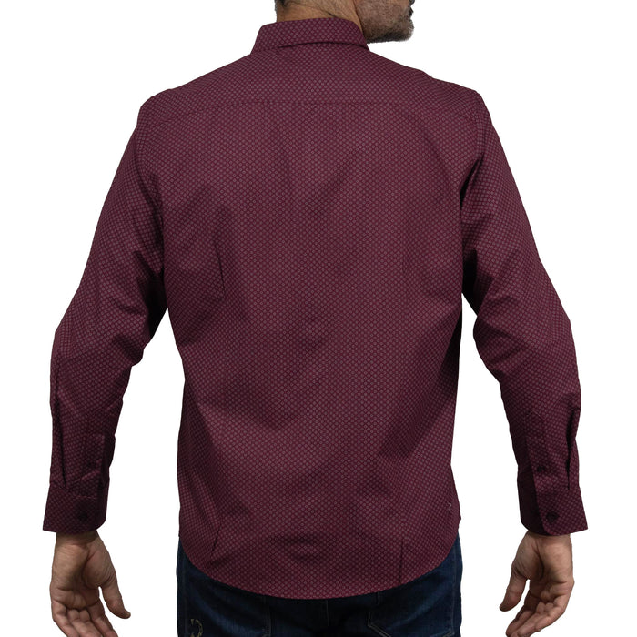 Camisa de Manga Larga Vino con Estampado 2408071