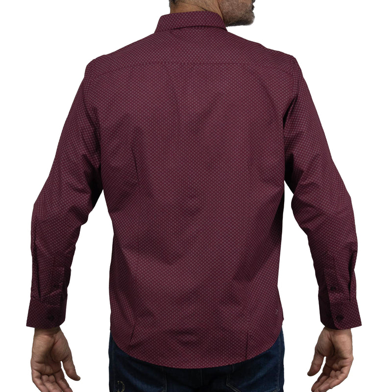 Camisa de Manga Larga Vino con Estampado 2408071
