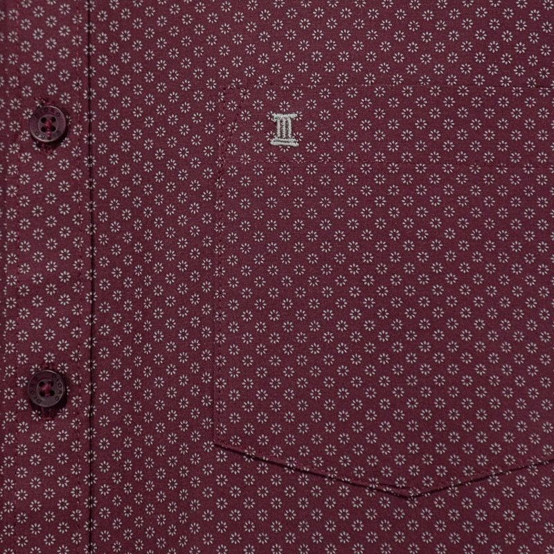 Camisa de Manga Larga Vino con Estampado 2408071