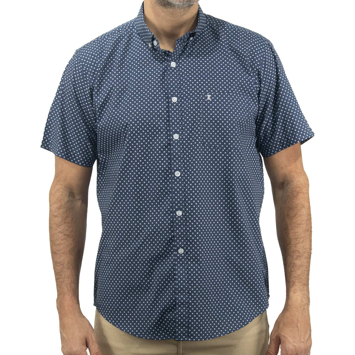 Camisa de Manga Corta Azul con Estampado 2408074