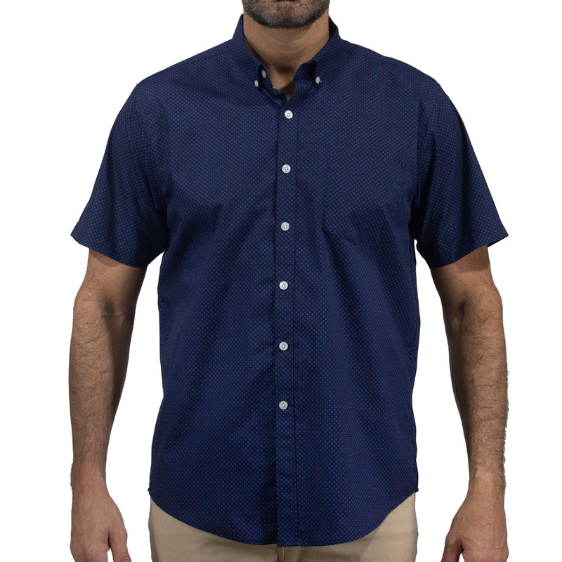 Camisa Azul con Estampado de Manga Corta 2408075