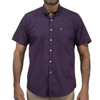 Camisa Para Caballero Casual Manga Corta Estampado Púrpura