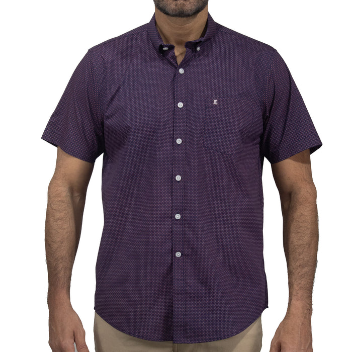 Camisa Para Caballero Casual Manga Corta Estampado Púrpura