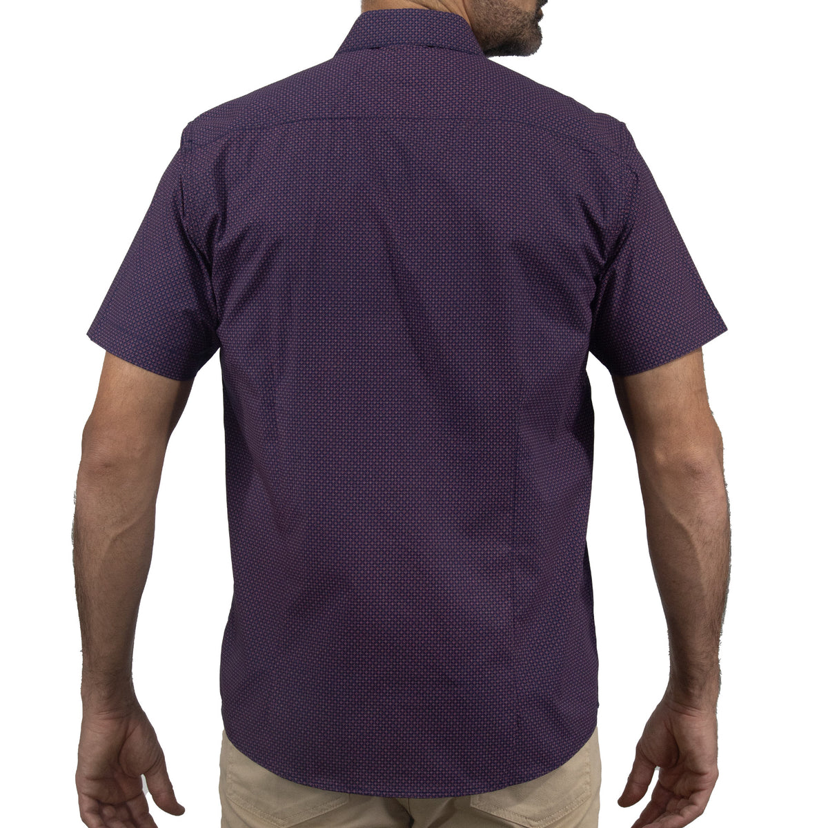 Camisa Para Caballero Casual Manga Corta Estampado Púrpura