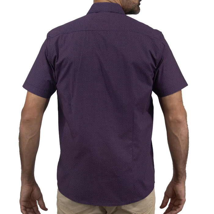 Camisa Para Caballero Casual Manga Corta Estampado Púrpura