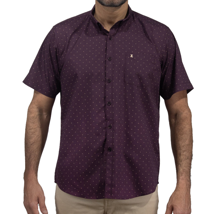 Camisa de Manga Corta Vino con Estampado 2408085