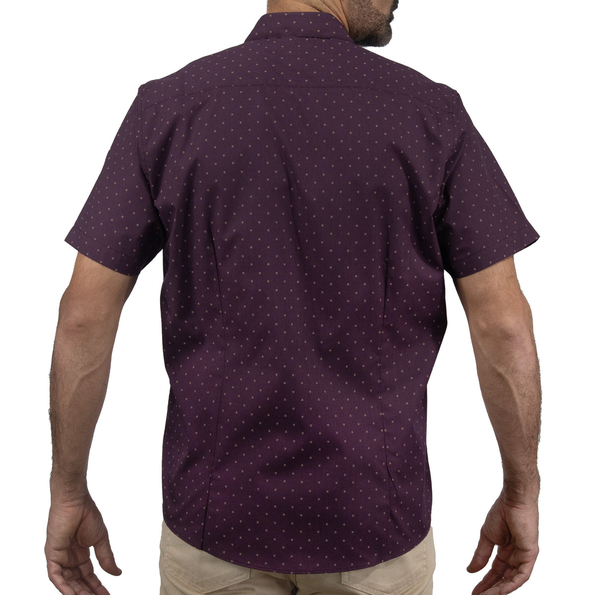 Camisa de Manga Corta Vino con Estampado 2408085