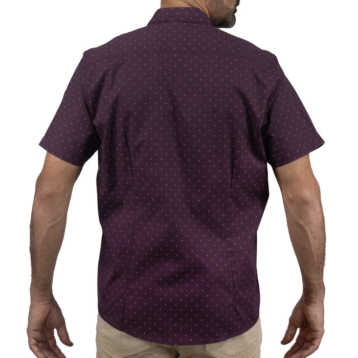 Camisa de Manga Corta Vino con Estampado 2408085