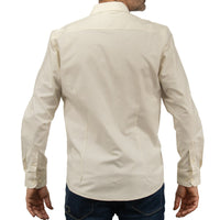 Camisa Lisa Beige con Manga Larga 100% Algodón 2409086