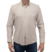 Camisa Lisa Caqui con Manga Larga 100% Algodón 2409087