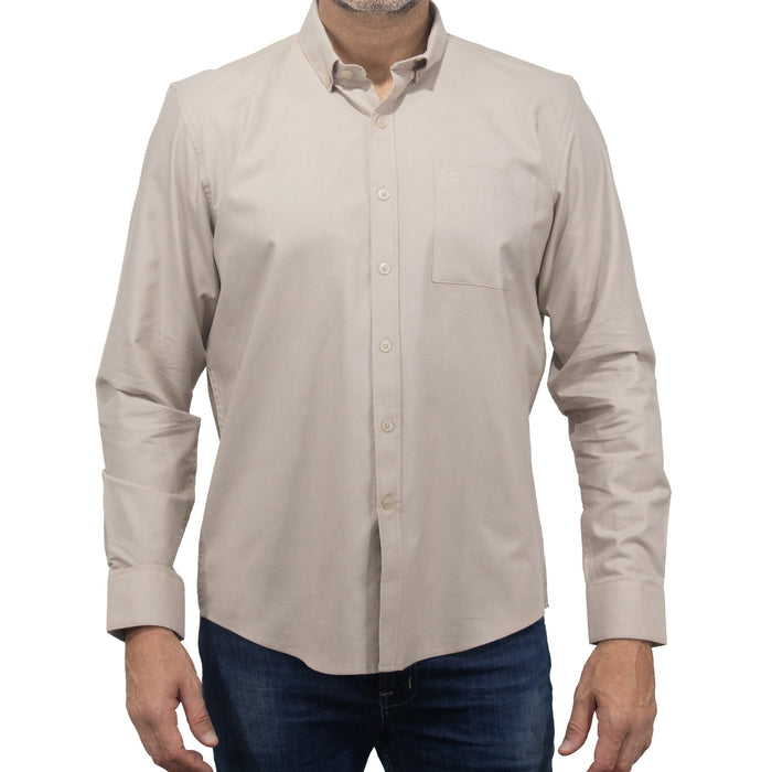 Camisa Lisa Caqui con Manga Larga 100% Algodón 2409087
