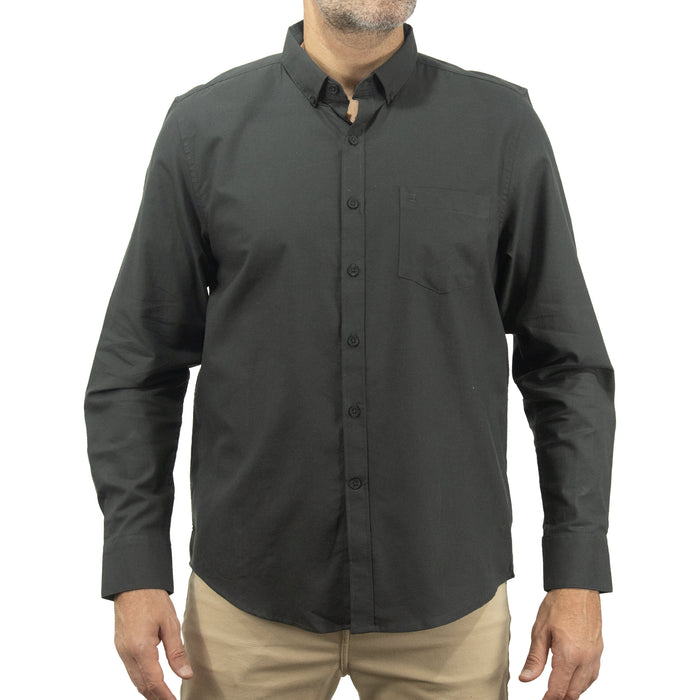 Camisa Negra Lisa con Manga Larga 100% Algodón 2409090
