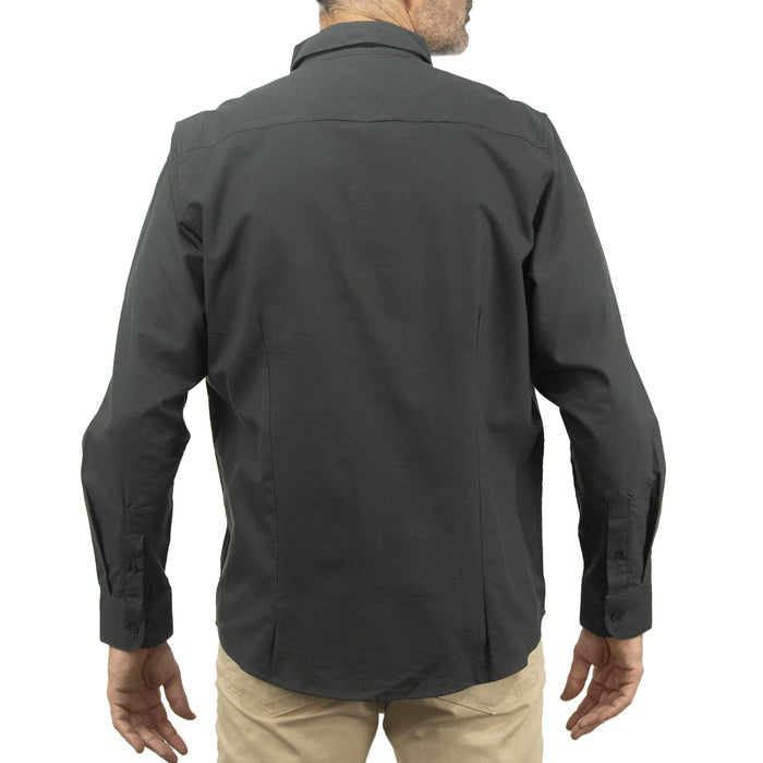 Camisa Negra Lisa con Manga Larga 100% Algodón 2409090