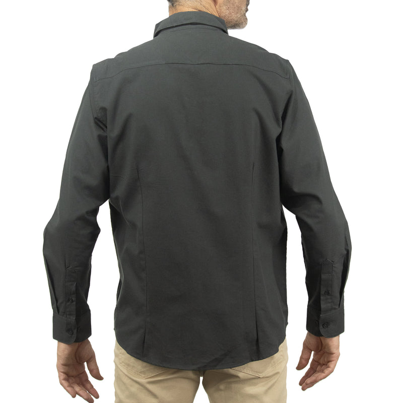 Camisa Negra Lisa con Manga Larga 100% Algodón 2409090